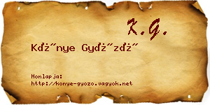 Könye Győző névjegykártya